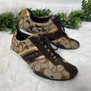 Coach Logo In Brown Fashion Sneaker Size 8